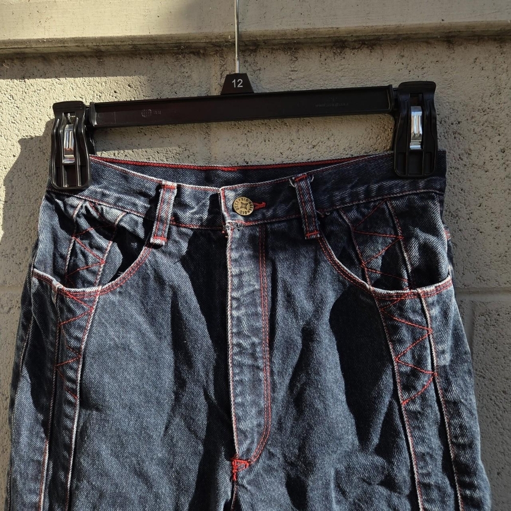 Denim Jeans with Red Stitching